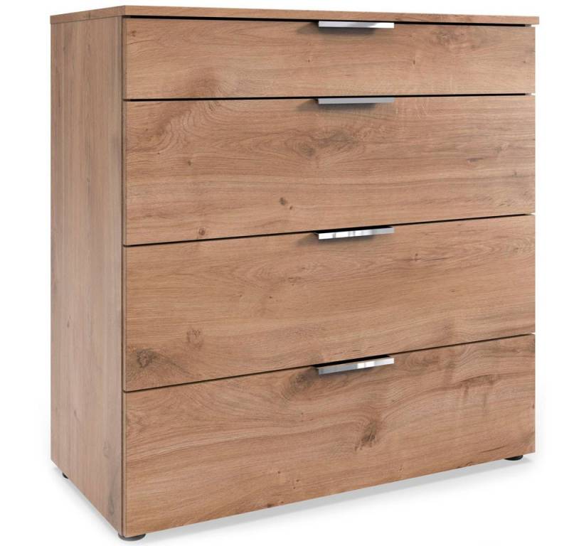 Wimex Kommode Level (4 Schubladen, 1 St., moderne Optik, chromfarbene Kantengriffe aus Metall), 81x41x84cm Plankeneiche mit Schubladen von Wimex