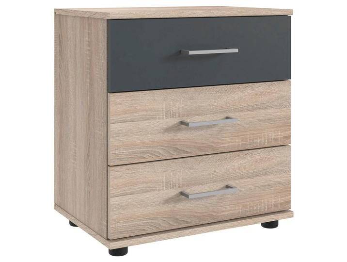 Wimex NACHTKONSOLE, Eiche, Graphit, Holz, 1 Fächer, 3 Schubladen, Rechteckig,Rechteckig, 52x58x38 cm, Schlafzimmer, Nachttische von Wimex