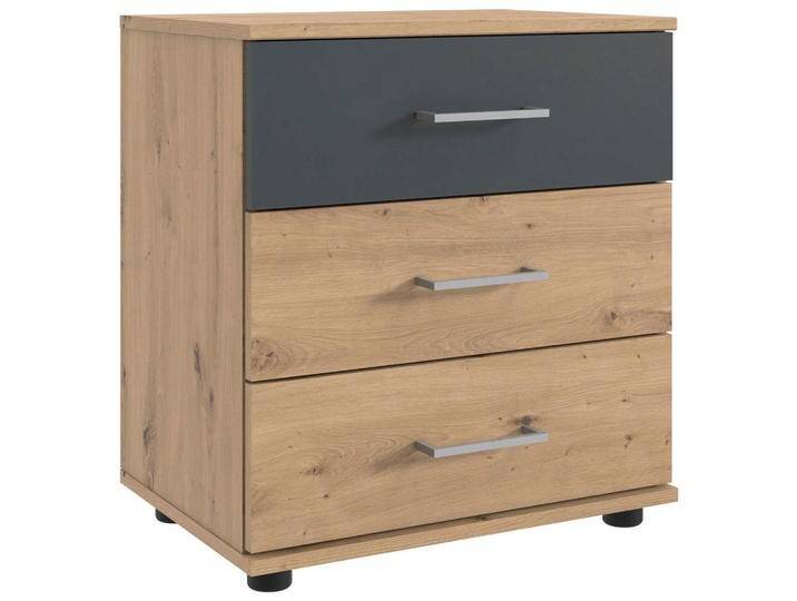 Wimex NACHTKONSOLE, Eiche Artisan, Graphit, Holz, 1 Fächer, 3 Schubladen, Rechteckig,Rechteckig, 52x58x38 cm, Schlafzimmer, Nachttische von Wimex