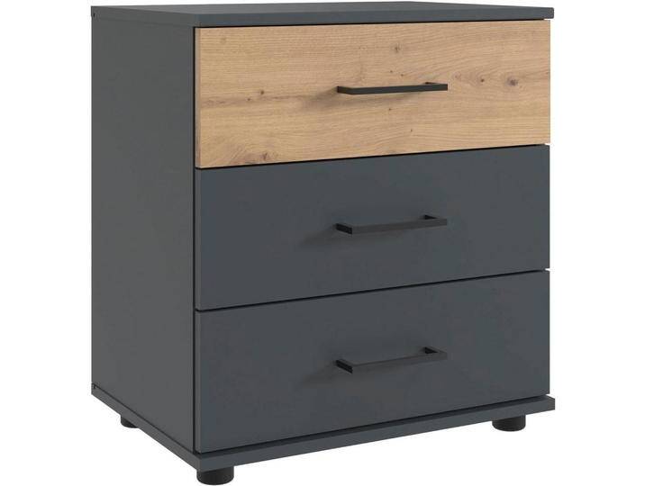 Wimex NACHTKONSOLE, Graphit, Eiche, Holz, 1 Fächer, 3 Schubladen, Rechteckig,Rechteckig, 52x58x38 cm, Schlafzimmer, Nachttische von Wimex