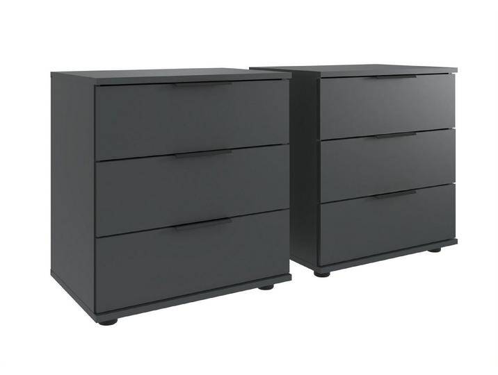 Wimex Nachtkommode (2er-Set), 3 Schubladen, in Graphit - 52x58x38cm (BxHxT) von Wimex