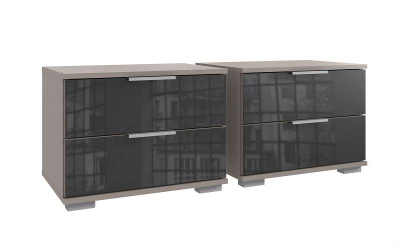 Wimex Nachtkommode (2er-Set) je 2 Schübe, SAHARAGRAU + GLAS GREY - 104x40x38 (BxHxT) (2er-Set) von Wimex