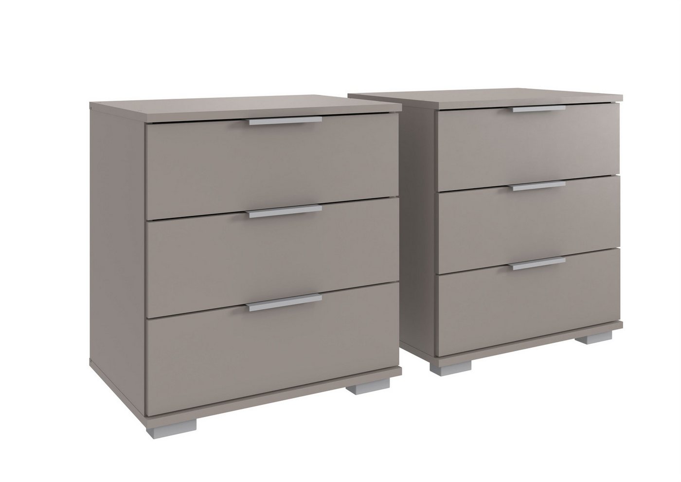 Wimex Nachtkommode (2er-Set) je 3 Schubladen, in SAHARAGRAU - 52x58x38cm (BxHxT) (2er-Set) von Wimex