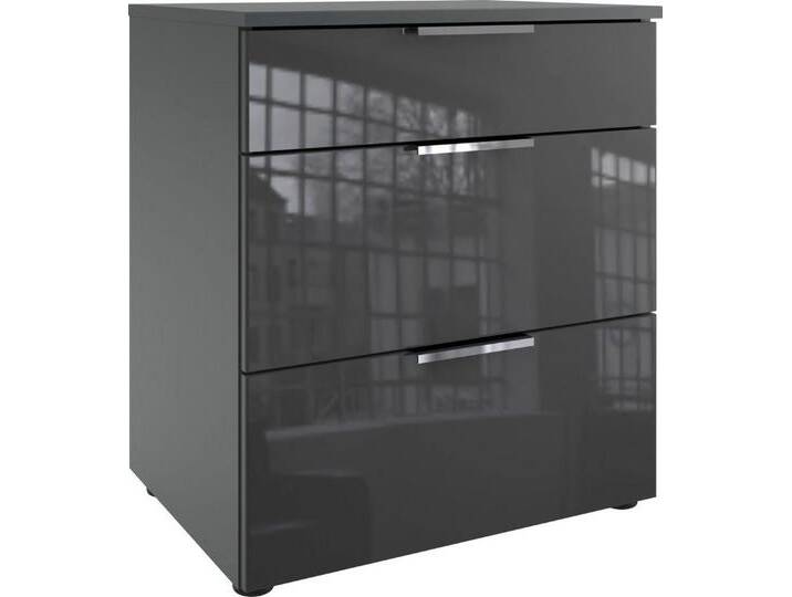 Wimex Nachtkommode Level36 C by fresh to go, mit Glaselementen auf der Front, soft-close Funktion, 54cm breit, schwarz von Wimex