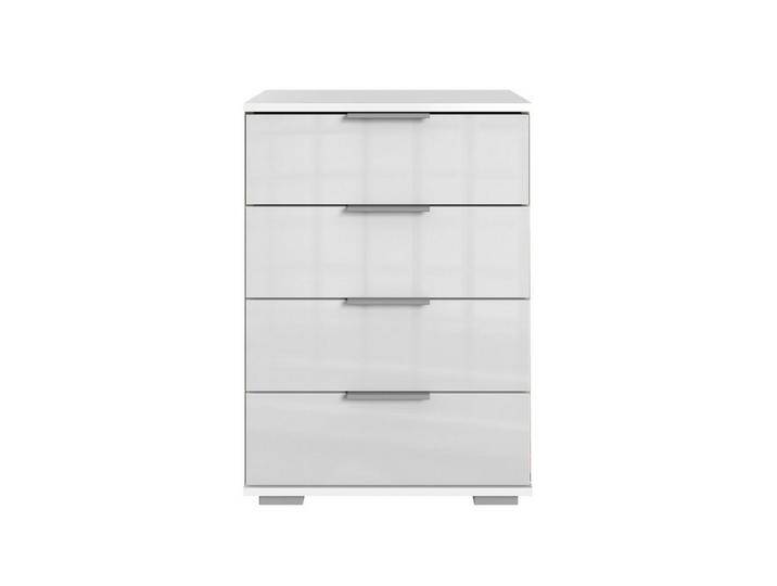 Wimex Nachtkommode in weiß mit 4 Schubladen und Absetzungen in GLAS WEISS (BxHxT: 52x74x38 cm), weiß von Wimex