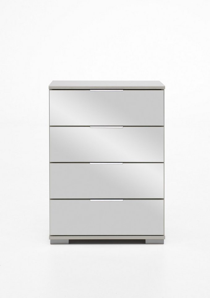 Wimex Nachtkommode in weiß mit 4 Schubladen und Absetzungen in WEISS + ABS. SPIEGEL (BxHxT: 52x74x38 cm) von Wimex
