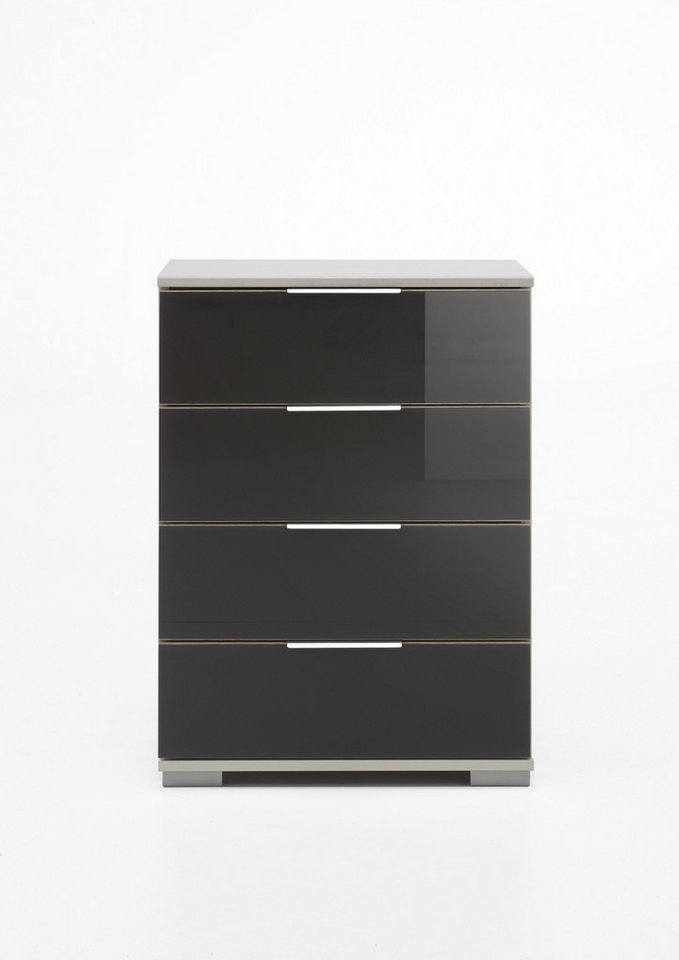 Wimex Nachtkommode in weiß mit 4 Schubladen und Absetzungen in WEISS + GLAS GREY (BxHxT: 52x74x38 cm) von Wimex