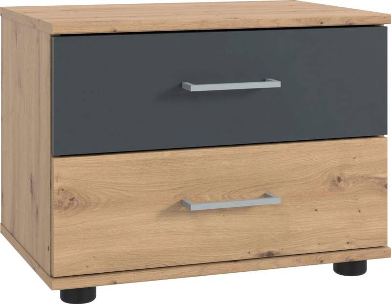Wimex Nachtkonsole Taiga (2 Schubladen, 1 St., moderne Optik, Alufarbene Kunststoffgriffe), 52x38x40cm Eiche Artisan / graphit von Wimex