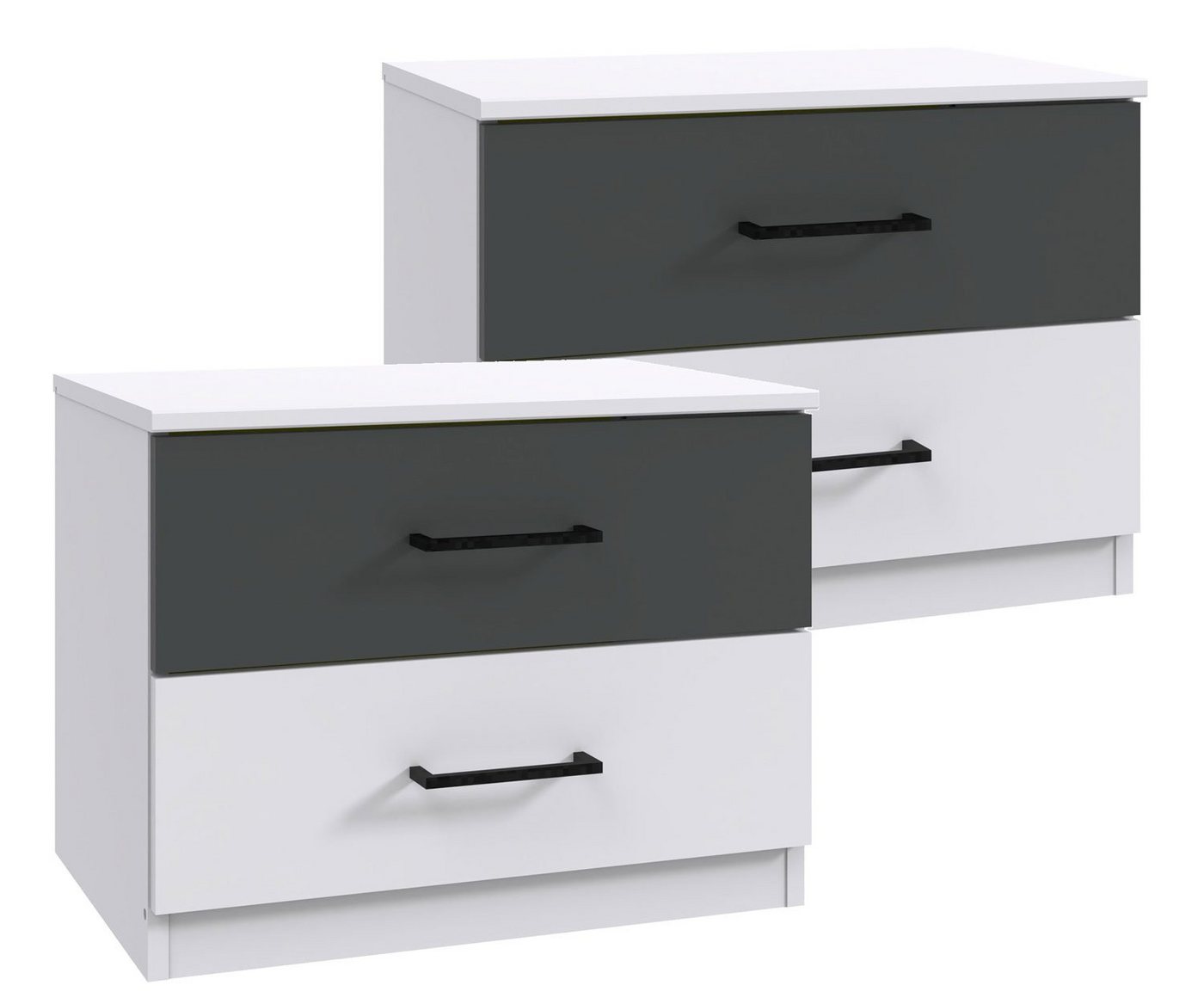 Wimex Nachtschrank Kreta (Kreta, 2-St., 2er Nachttisch-Set) 52x38x40cm weiß graphit von Wimex
