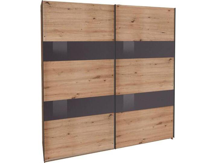 Wimex Schwebetürenschrank Altona (Türen, Kleiderstangen, Einlegeböden, 1-St., moderne Optik, mit Glaselementen, Griffleisten aus Metall) 180x64x198cm / Eiche Artisan / Grauglas von Wimex