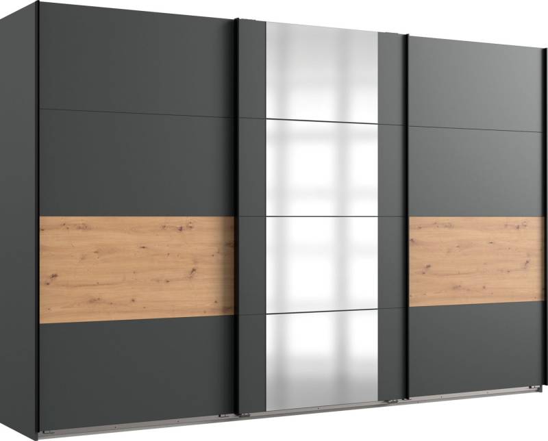 Wimex Schwebetürenschrank Barmbek Schlafzimmerschrank BESTSELLER Garderobenschrank Kleiderschrank mit 2 Stoffboxen und 2 zusätzlichen Böden, Spiegeltür von Wimex