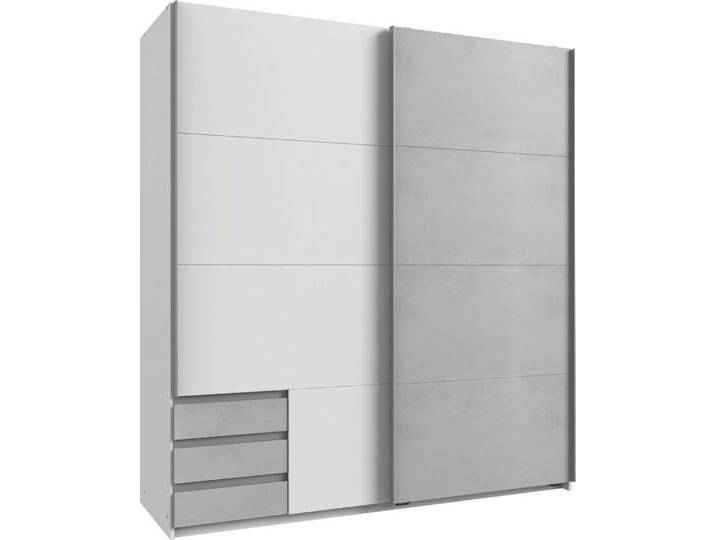 Wimex Schwebetürenschrank Emden Mit Außenschubkästen, grau weiß, weiß/Beton-Nachbildung lichtgrau von Wimex
