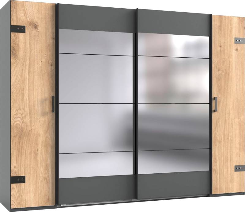 Wimex Schwebetürenschrank Stockholm, Schlafzimmerschrank mit Industrial-Look, rustikale Optik Kleiderschrank mit Spiegel BESTSELLER Schrank Garderobe von Wimex