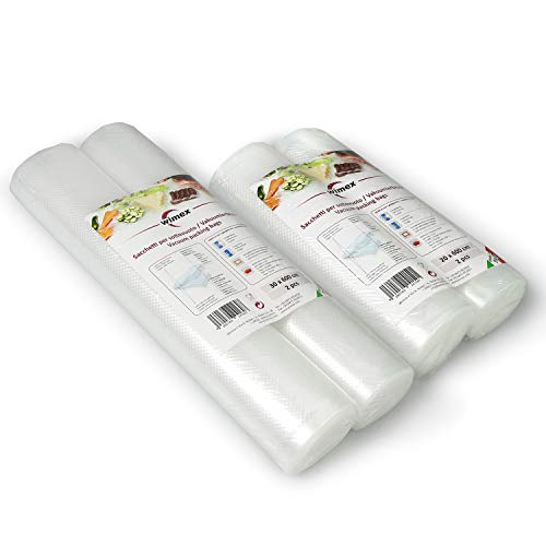 Wimex Vakuumbeutel | BPA Free | Sous Vide geeignet | stabile Schweißnaht | Für alle Balken Vakuumierer geeignet | Vakuumrollen | Made in Italy (2 Rollen 20x600cm + 2 Rollen 30x600cm) von Wimex