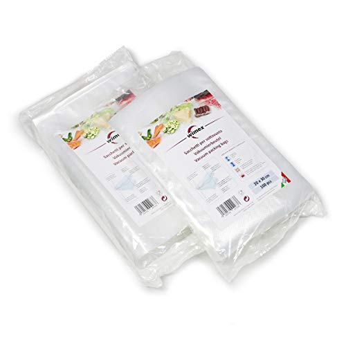 Wimex Vakuumbeutel | BPA Free | Sous Vide geeignet | stabile Schweißnaht | Für alle Balken Vakuumierer geeignet | Vakuumrollen | Made in Italy (20x30 cm - 200 Beutel) von Wimex