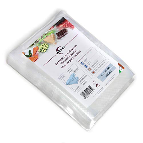 Wimex 100 Vakuumbeutel 25x35cm (35mt) | BPA Free | Sous Vide geeignet | stabile Schweißnaht | Für alle Balken Vakuumierer geeignet | Vakuumrollen | Made in Italy (25x35) von Wimex