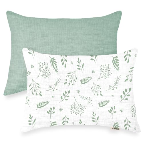 Kleinkind-Kissenbezüge für 33 x 45,7 cm, Musselin, für kleine Kleinkinder, Babys, Kinder, Reise-Kissenbezüge für Jungen und Mädchen, mit Hotelverschluss, 2 Stück von Wimist