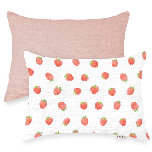 Wimist Kleinkind-Kissenbezüge für 33 x 45,7 cm, Musselin, für kleine Kleinkinder, Babys, Kinder, Reise-Kissenbezüge für Jungen und Mädchen, mit Hotelverschluss, 2 Stück von Wimist