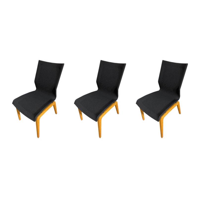 3er Set Stuhl ZS90 Zweigl Stoff ST510 Tundra Schwarz Gestell Rustikal Asteiche M... von Wimmer