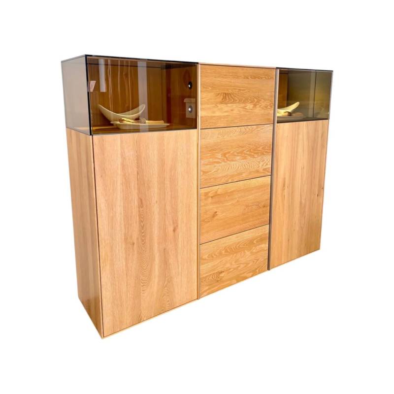 Sideboard Saluto Asteiche Bianco Geölt Glaselemente Braunglas Inklusive LED Bele... Sideboard Saluto Asteiche Bianco Geölt Glaselemente Braunglas Inklusive LED Bele... von Wimmer