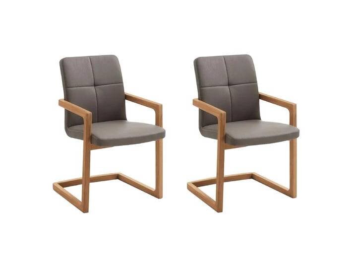 Wimmer gepolsterter Esszimmerstuhl Enna ENN-452100 mit Armlehnen und Schwing-Massivholzgestell im 2er-Set Schwingstuhl Bezug und Holz wählbar von Wimmer