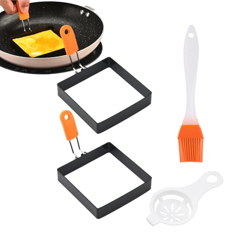Eierbratringe Quadratische Eierform Eierringe Für Grill | Edelstahl-Spiegelei Ring, Bratpfannen Pfannkuchenformer Mit Silikongriff Für Frühstücks-Omelette-Sandwich Eierbratringe Quadratische Eierform Eierringe Für Grill | Edelstahl-Spiegelei Ring, Bratpfannen Pfannkuchenformer Mit Silikongriff Für Frühstücks-Omelette-Sandwich von Wimnqie