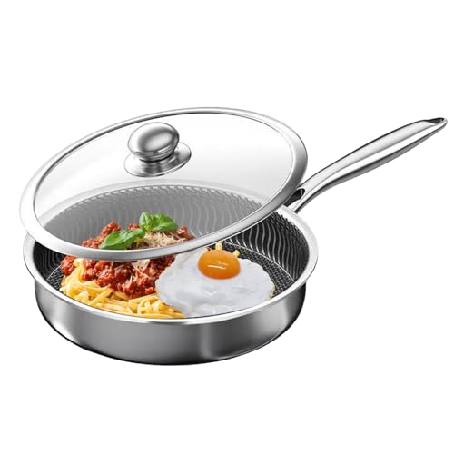 Wimnqie Antihaft Bratpfanne | Antihaft Bratpfannen Töpfe Kochgeschirr | Edelstahltöpfe mit Deckel Kochzubehör Für Induktion Küche Restaurant Camping BBQ von Wimnqie