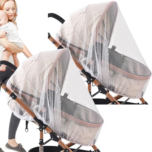 Wimnqie Kinderwagen Netz | Babybett Netz - 2er Set Atmungsaktives Leichtes Tragbares Sonnenschutz Für Camping Spaziergänge Kinderbett Auto Reisen Wanderungen Balkon Nutzung von Wimnqie