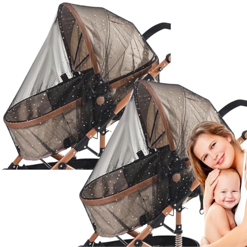 Wimnqie Kinderwagen Netz | Babybett Netz - 2er Set Atmungsaktives Leichtes Tragbares Sonnenschutz Für Camping Spaziergänge Kinderbett Auto Reisen Wanderungen Balkon Nutzung von Wimnqie