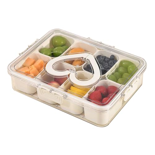 Wimnqie Obstbehälter,8 Fächer Servierplatte mit Griff | Verschluss Organizer Tragbar Tablett Für Küche Reise Snack Büro Salat von Wimnqie