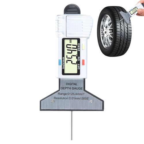 Wimnqie Reifentiefe, Laufstufe Tiefe | Reifentiefenmesswerkzeug | 0-25.4 mm Bereich 0,01 mm Auflösungsbeschlussprüfer Handheld LCD-Anzeige-Messwerkzeug für Trucker und Motorrad Wimnqie Reifentiefe, Laufstufe Tiefe | Reifentiefenmesswerkzeug | 0-25.4 mm Bereich 0,01 mm Auflösungsbeschlussprüfer Handheld LCD-Anzeige-Messwerkzeug für Trucker und Motorrad von Wimnqie