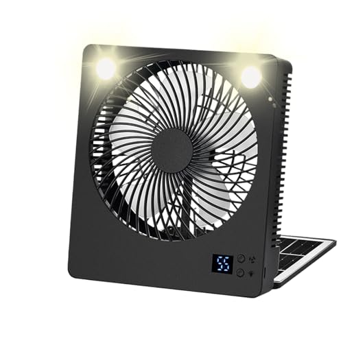 Wimnqie Solar Ventilator - Tragbarer Lüfter Mit Solarpanel - Aufladbarer Leiser Faltventilator Mit LED-Licht, 3 Geschwindigkeiten Für Zuhause, Camping, & Unterwegs von Wimnqie