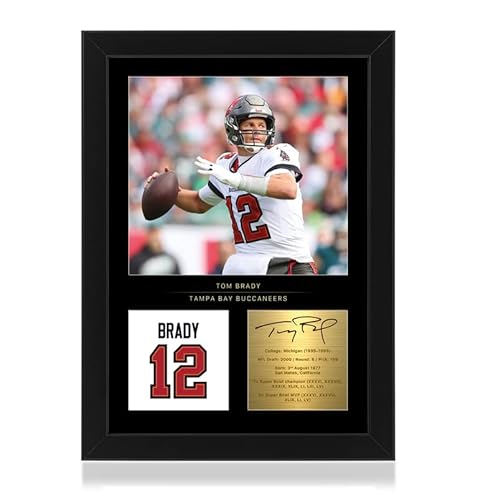 Win FC Gerahmtes Foto von Tom Brady, A4, reproduzierte digitale Signatur, Geschenk für Tampa Buccaneers Fan von Win FC