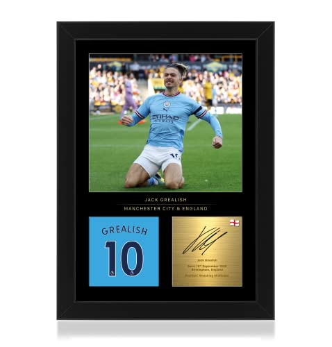 Jack Grealish Foto, gerahmt, A4, reproduziert, digitale Unterschrift, Geschenk für Fans von Manchester City von Win FC