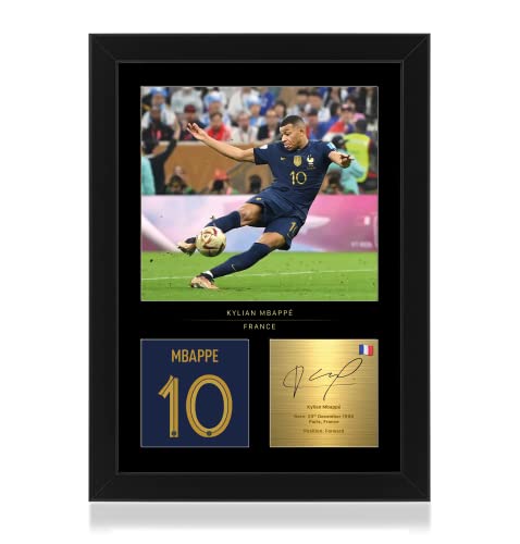 Kylian Mbappe signiertes Foto im A4-Format, gerahmt, reproduziert, digitale Unterschrift, Geschenk für PSG-Fans von Win FC