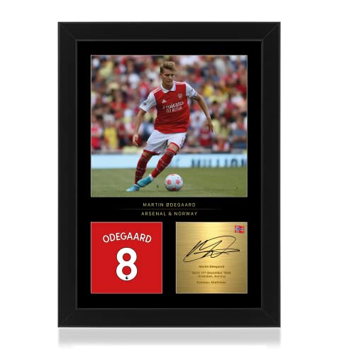 Martin Ødegard Foto, gerahmt, A4, reproduziert, digitale Unterschrift, Geschenk für Fans von Arsenal FC von Win FC