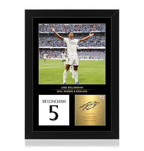 Win FC Gerahmtes Foto von Jude Bellingham, A4, reproduzierte digitale Signatur – Geschenk für Real Madrid Fans von Win FC