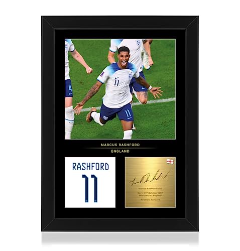 Win FC Gerahmtes Foto von Marcus Rashford, reproduzierte digitale Signatur, Geschenk für England-Fans von Win FC
