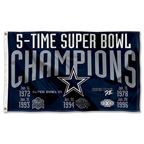 Dallas Cowboys 5X und 5 Time Super Bowl Champions Flagge Outdoor Indoor 90 x 150 cm Banner von Wincraft