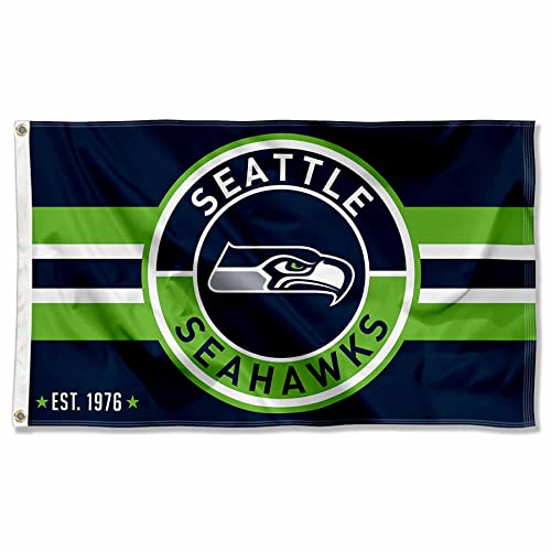 Seattle Seahawks Patch Button Circle Logo Flagge Groß 7,6 x 12,7 cm Banner von Wincraft