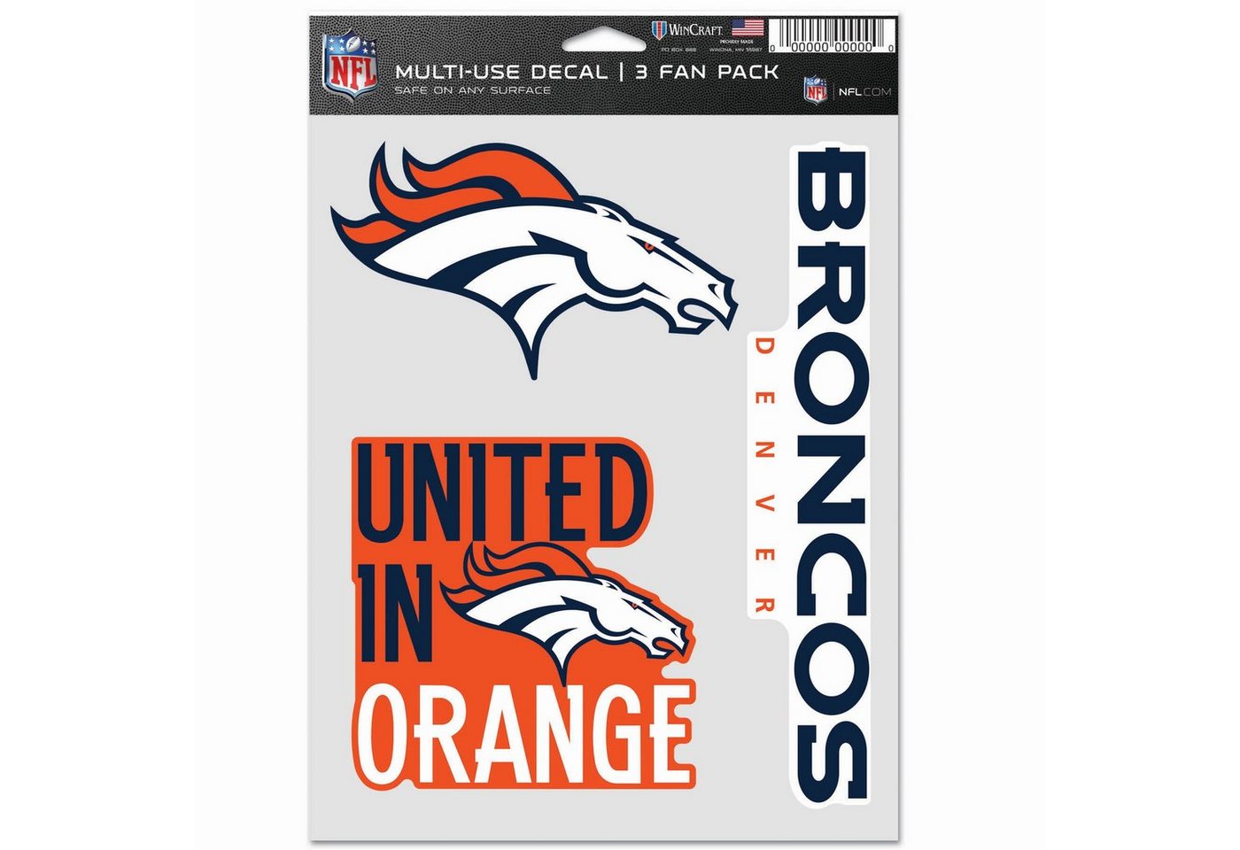 WinCraft Wanddekoobjekt NFL Aufkleber Use 3er Set 20x15cm Denver Broncos von WinCraft