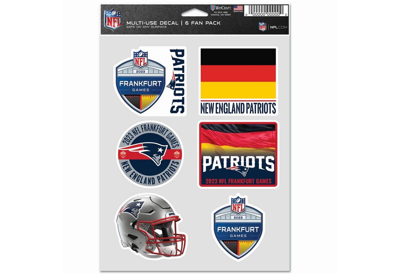 WinCraft Wanddekoobjekt NFL FRANKFURT Aufkleber 6er Set 18x13cm New Englan von WinCraft