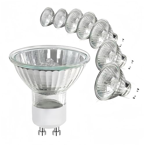 WinDerMo GU10 Halogen Leuchtmittel 35W, Halogenlampen GU10 Dimmbar 8 Stück, Glühlampen GU10 2700K Warmweiß, Halogen 35W 230V Glühbirne, Halogen Reflektor 50x53mm, Halogen Spot Deckenglühbirnen 420LM von WinDerMo