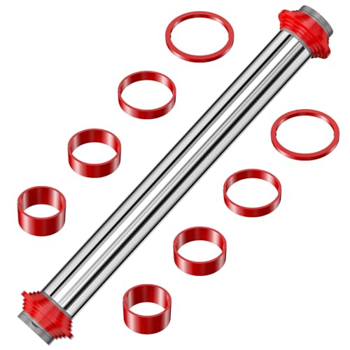 WinGluge 35cm Teigroller, Rolling Pin, Nudelholz Edelstahl, Ausrollstab mit Abstandshalter, Antihaft Teigrolle, Teigausroller mit Dicke-Verstellbares Ringe für Pizza, Cookie, Gebäck Teig von WinGluge