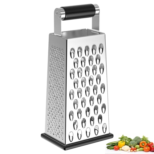 WinGluge 4-Seitige Gemüsehobel Edelstahl, Küchenreibe, Gemüsereibe, Reibe für Gemüse, Vierkantreibe zum Mittleres, Feines und Mikrofeines Reiben, Kartoffelreibe, Grater Kitchen für Obst, Gemüse, Käse von WinGluge