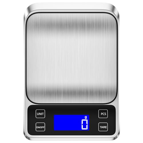 WinGluge Digitale Küchenwaage, 5kg/1g Elektronische Kochwaage aus Edelstahl, Küchenwaage Digital mit Hintergrundbeleuchtetem LCD-Display, Edelstahl Digitalwaage mit 7 Maßeinheit, für Backen, Kochen WinGluge Digitale Küchenwaage, 5kg/1g Elektronische Kochwaage aus Edelstahl, Küchenwaage Digital mit Hintergrundbeleuchtetem LCD-Display, Edelstahl Digitalwaage mit 7 Maßeinheit, für Backen, Kochen von WinGluge