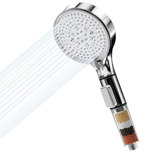 WinGluge Duschkopf, Handbrause mit 5 Strahlarten, Brausekopf Regendusche, Duschbrause Water-Saving and Pressure-Increasing, Brausekopf mit Antikalk-Funktion, Reinigungsfreundlich, Silver/Chrom von WinGluge