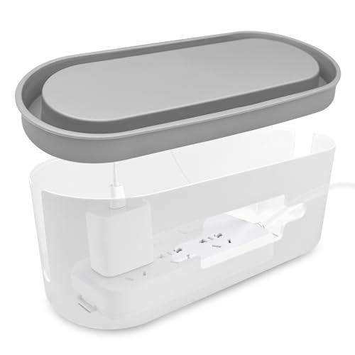 WinGluge Kabelbox Weiß, Kabelmanagement Box, Kabels Box, Cable Management Box, Steckdosenbox, Kabelboxen, Kabelsalat Aufbewahrungsbox, Kabelkasten, Steckdosenleiste Box zum Organisieren von Kabeln von WinGluge