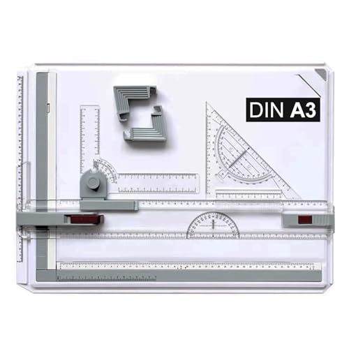 WinHUb A3 Zeichenbrett, 51 x 37 cm, verstellbarer technischer Zeichentisch mit Parallelbewegung, Schiebelineal und Zubehör, Multifunktions-Zeichenbrett für Studenten, Ingenieure, Künstler und von WinHUb