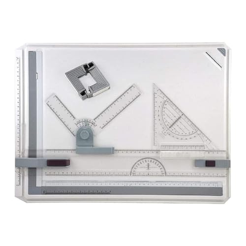 WinHUb A3 Zeichenbrett 51×37 cm – Verstellbarer Zeichenwinkel, Profi-Zeichenplatte mit Schiebelineal, T-Quadrat & Zubehör – Für Studenten, Ingenieure, Künstler & Architekten von WinHUb